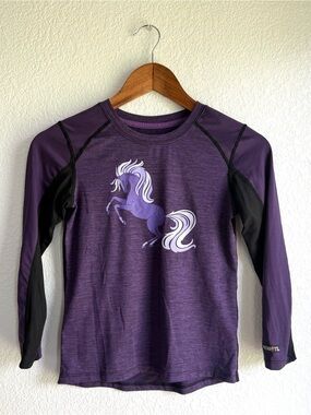 Kerrits Kids Girls Shirt Purple Horse Equestrian Long Sleeve Size Medium